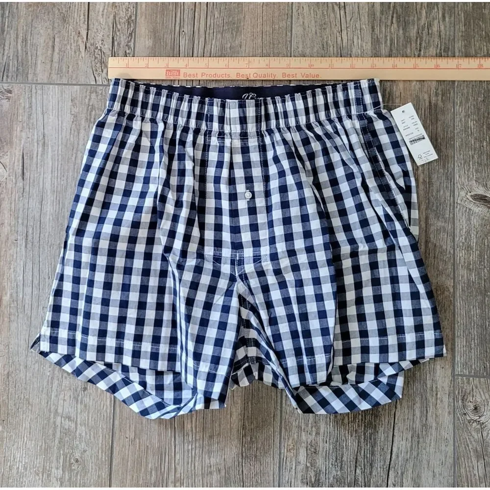 J.Crew Men's Patterned‎ Boxer Shorts Gingham Navy Size Small NWT